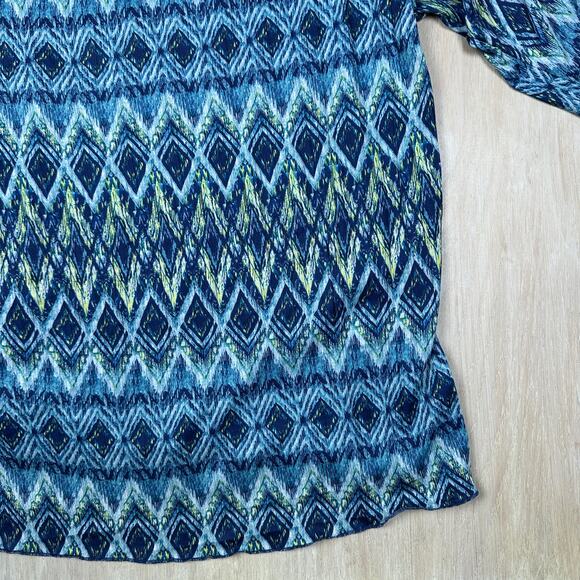 NWT French Laundry Cristel Blue Combo Cold Shoulder Necklace Top Blouse 2X - Picture 10 of 16